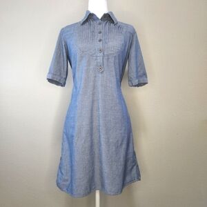 Mossimo Chambray Cotton Denim Shirt Dress with Tie Waist & Pintuc…